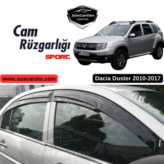 Dacia Duster 2010-2017 Uyumlu Mugen Cam Rüzgarlığı Seti Piano Black 4'lü İthal image 0