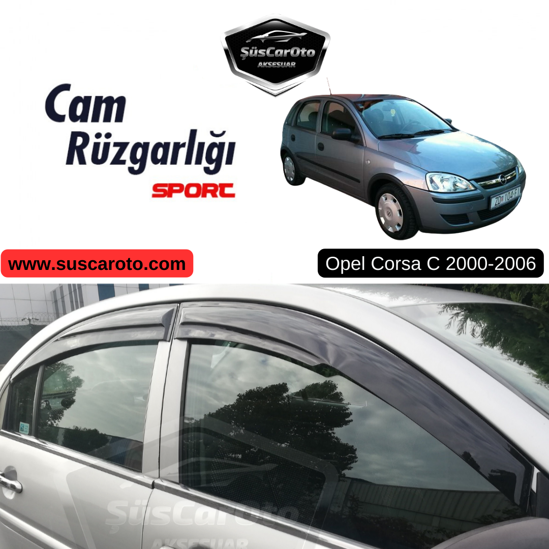 Opel Corsa C 2000-2006 Uyumlu Mugen Cam Rüzgarlığı Seti Piano Black 4'lü İthal image 0