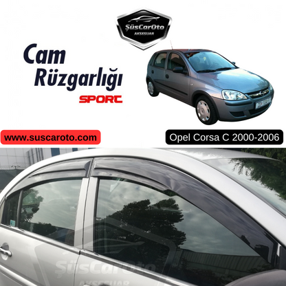 Opel Corsa C 2000-2006 Uyumlu Mugen Cam Rüzgarlığı Seti Piano Black 4'lü İthal image 0