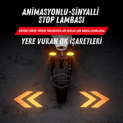 Üniversal RGB Animasyonlu Motosiklet LED Park Sinyal Lambası Projeksiyonlu Lazer Led Stop 12V Sağ Sol Takım Yüksek Parlaklık İkaz Işığı image 4