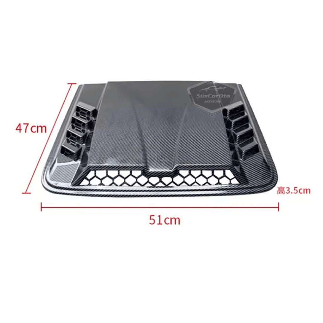 Üniversal Her Araca Uyumlu Geniş Büyük Boy Kaput Üstü Havalandırma Izgarası Tavan Vent Air Scoop İthal Petekli 51 x 47 cm image 4