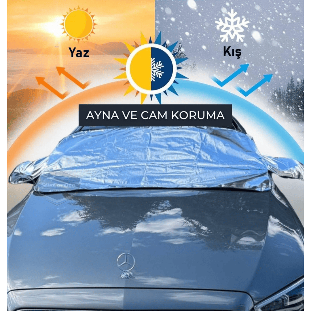 Her Araca Uygun Ön Cam Brandası Aynalara Geçme Çadır Araç Camı Buzlanma Önleyici Ve Koruyucu Branda Cam Üstü Kar Örtüsü Buz Brandası Güneş Önleyici Su Geçirmez 155 X 90 cm image 1