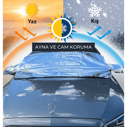 Her Araca Uygun Ön Cam Brandası Aynalara Geçme Çadır Araç Camı Buzlanma Önleyici Ve Koruyucu Branda Cam Üstü Kar Örtüsü Buz Brandası Güneş Önleyici Su Geçirmez 155 X 90 cm image 1