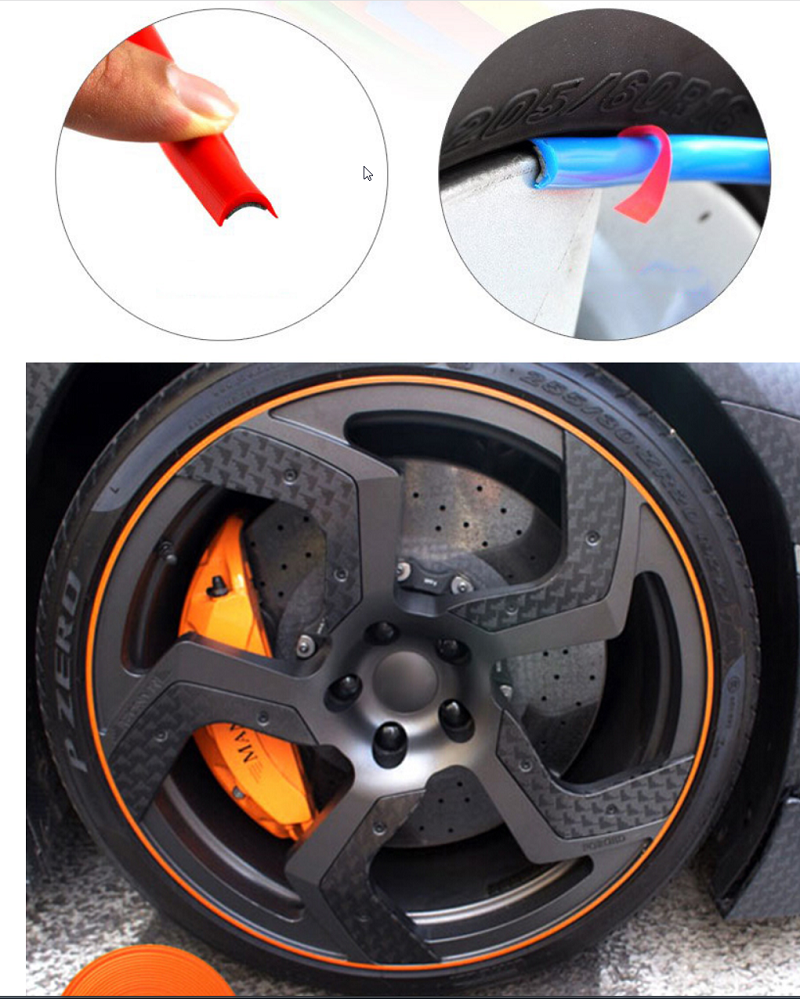 Carub Araba Jant Fitili Lastik Jant Trim Bandı 8 Metre TURUNCU image 5
