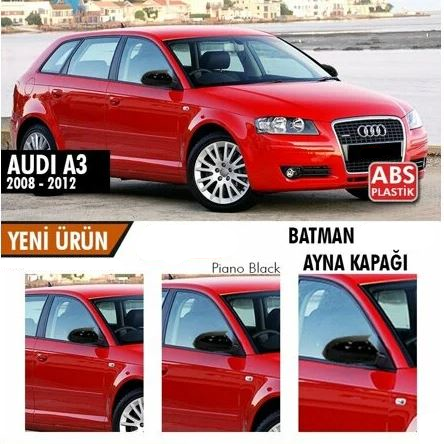 Audi A3 8P 2008-2012 Batman Yarasa Ayna Kapağı Piano Black ABS Plastik image 0