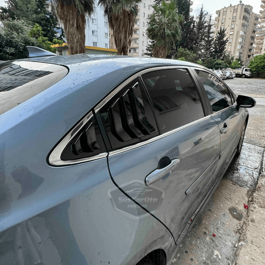 Toyota Corolla 2018 Sonrası E210 Uyumlu Kelebek Cam Izgarası Kelebek Cam Vizörü İthal Havalandırma Sağ Sol Takım Parlak Siyah 1.Sınıf image 1