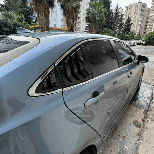 Toyota Corolla 2018 Sonrası E210 Uyumlu Kelebek Cam Izgarası Kelebek Cam Vizörü İthal Havalandırma Sağ Sol Takım Parlak Siyah 1.Sınıf image 1