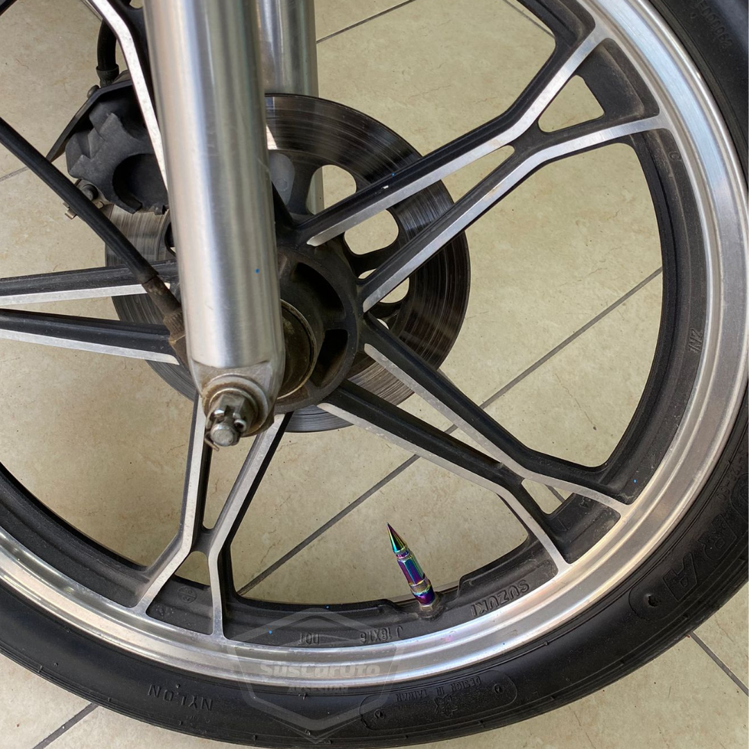 Sivri Sibop Kapağı Mermi Sibop Kapağı Araba Motosiklet Bisiklet Metal Bukalemun Renkli 4 lü Set image 6