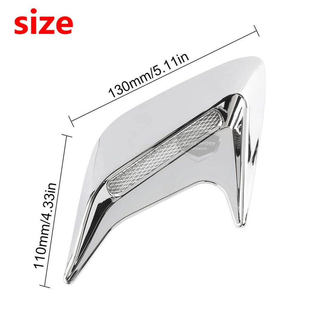 Üniversal Krom Kaput Çamurluk Venti Izgarası Sağ Sol 2 Adet Mini Scoop Vent Spor Görünümlü 1.Sınıf İthal Sağ Sol 2 Adet Silver Gümüş ONP165 image 3
