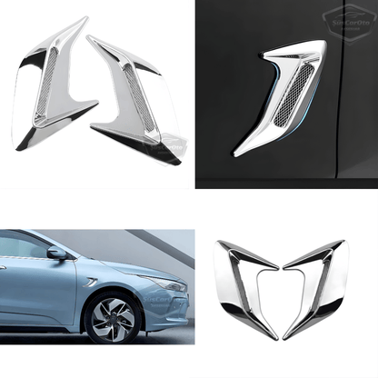 Üniversal Krom Kaput Çamurluk Venti Izgarası Sağ Sol 2 Adet Mini Scoop Vent Spor Görünümlü 1.Sınıf İthal Sağ Sol 2 Adet Silver Gümüş ONP165 image 0