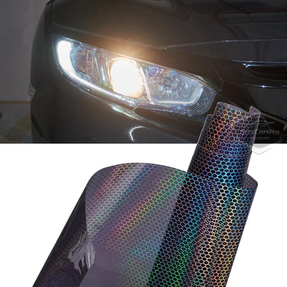 Koyu Siyah Hologram Petek Desen Far Stop Filmi Far Folyosu Far Çizik Çizilme Engelleyici Folyo 100 x 30 cm image 3