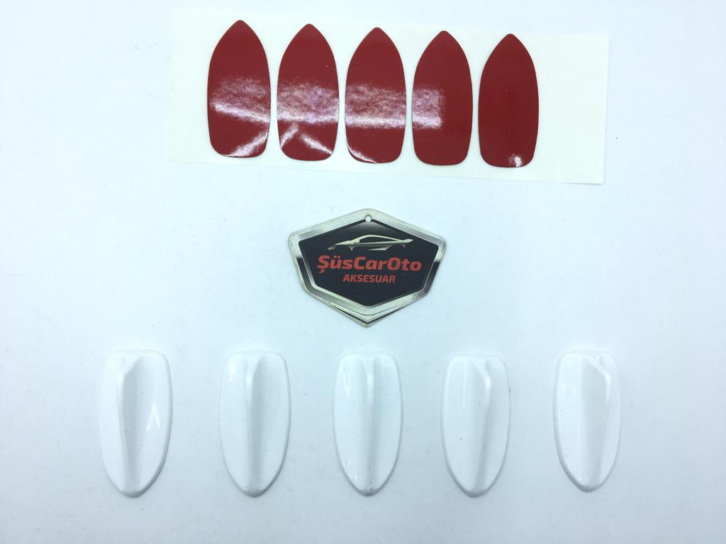 5 li Mini Shark Balina Anten Seti Balık Sırtı Süs Anten Beyaz image 5