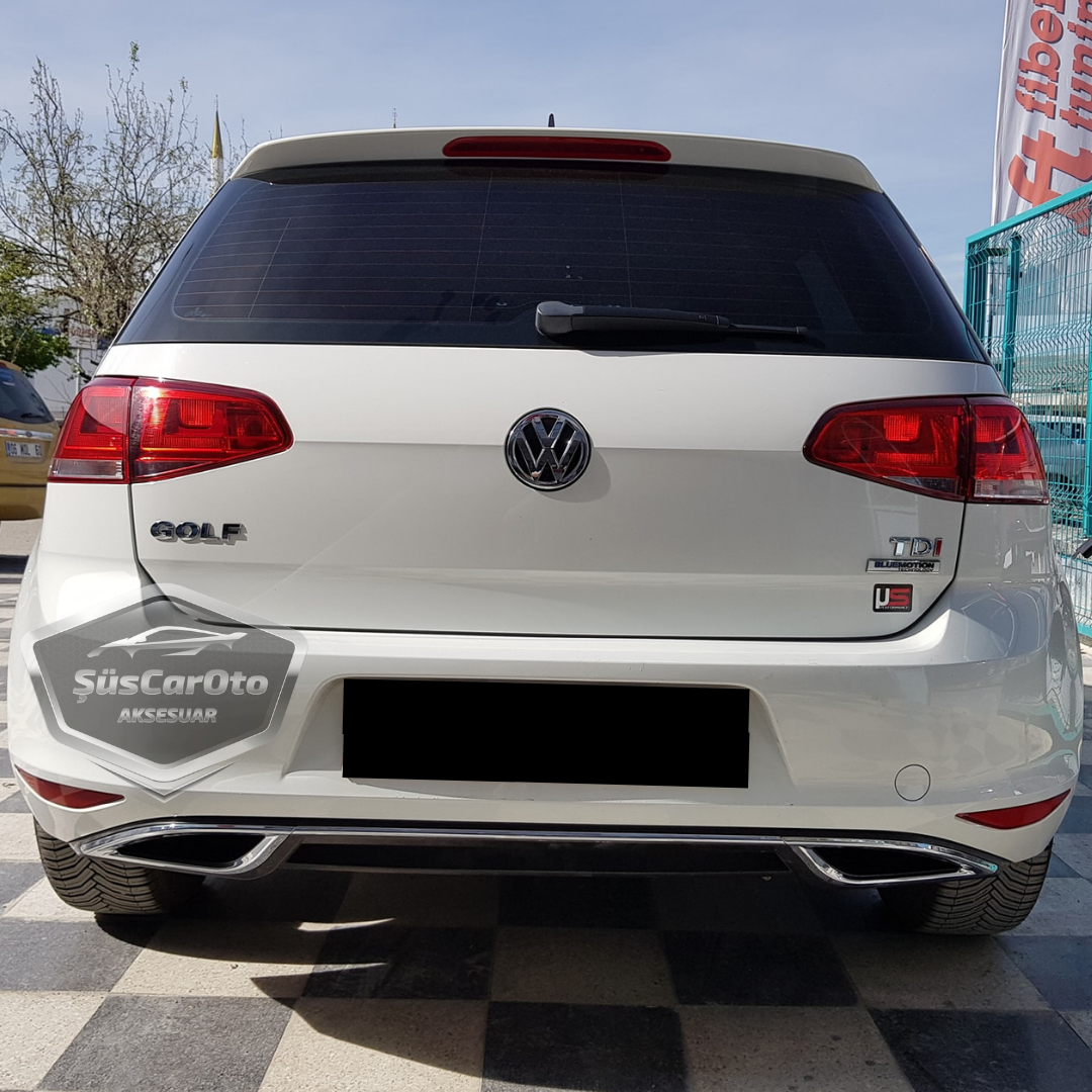 Vw Golf 7 Uyumlu Araca Özel Parlak Siyah OEM Arka Difüzör Highline Difizör Tırnaklı Krom Egzoz Çıkışlı Arka Tampon Eki İthal 1.Sınıf image 6