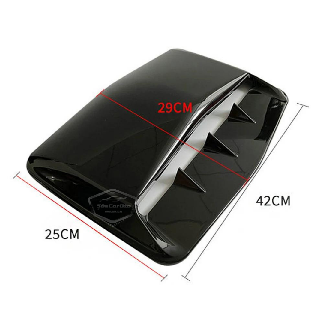 Üniversal Her Araca Uyumlu Geniş Midi Boy Kaput Üstü Havalandırma Izgarası Tavan Vent Air Scoop İthal Shark Tip 42 x 25 cm image 2