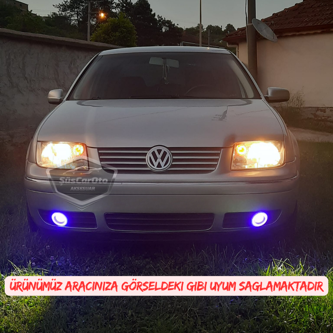 Vw Bora 1998-2006 Uyumlu Üniversal Mercekli Angel Sis Farı Metal Su Geçirmez 76 mm Sarı Halkalı Gündüz Farı Angel Eyes 2 Adet image 2
