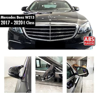 Mercedes W213 2017-2020 E Serisi Batman Yarasa Ayna Kapağı Piano Black ABS Plastik image 0