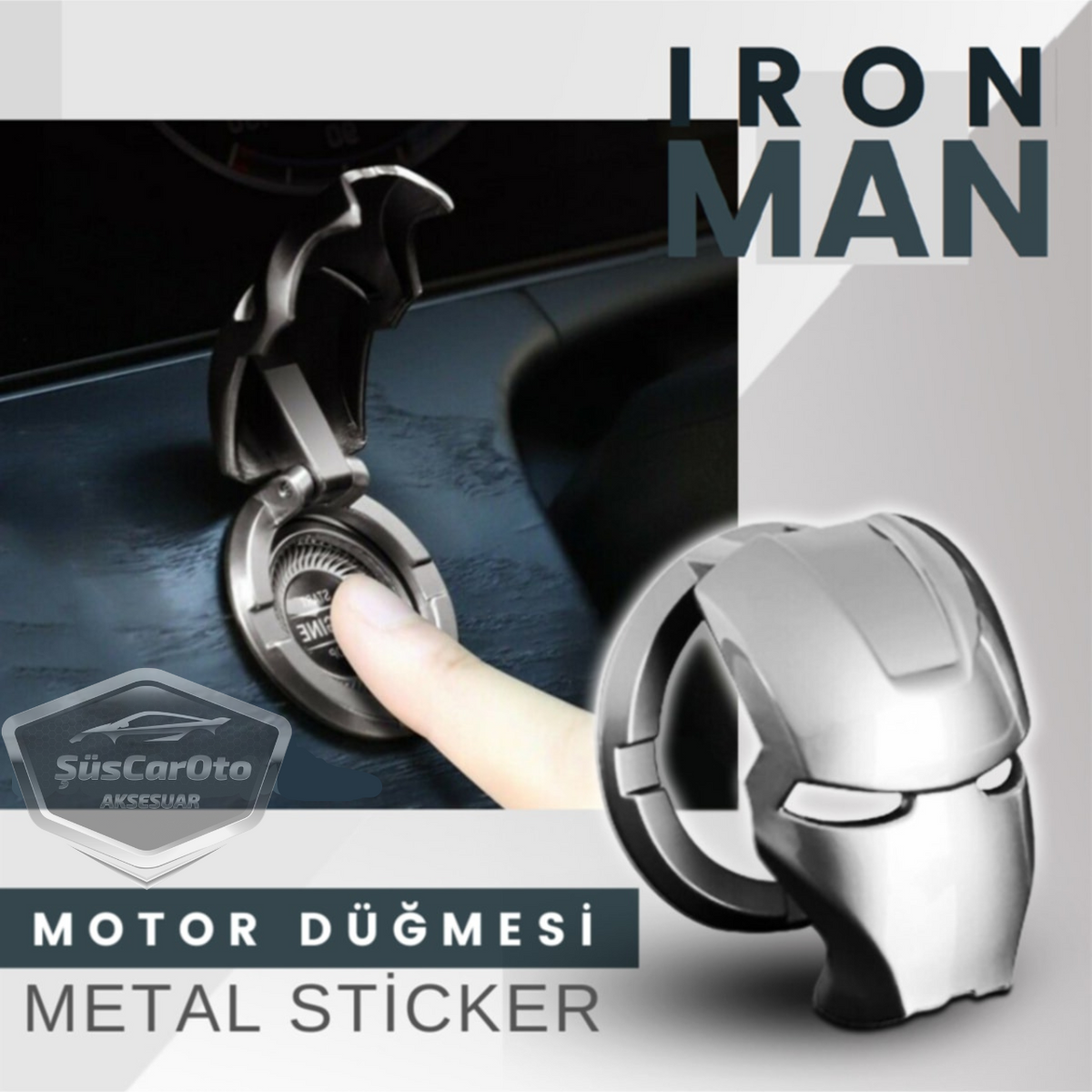 Start Stop Tuşu Kapağı Iron Man Metal Tuş Koruyucu Dekoratif Özel Çinko Alaşım Krom image 0