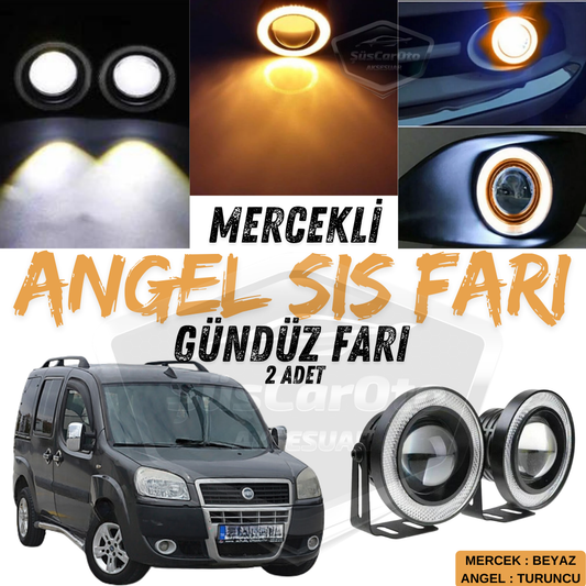 Fiat Doblo D2 2005-2010 Uyumlu Üniversal Mercekli Angel Sis Farı Metal Su Geçirmez 76 mm Turuncu Halkalı Gündüz Farı Angel Eyes 2 Adet image 0