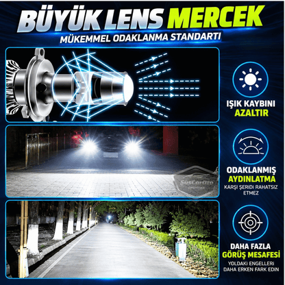 H11 Lazer Mercekli Far Ampulü Ufuk Çizgili Otomobil Araç Motosiklet Uyumlu Profesyonel Mini Projektör LED Beyaz Led Xenon Lamba 8200LM Şimşek Etkili Uzun Kısa 2 Adet 9/32v 70W