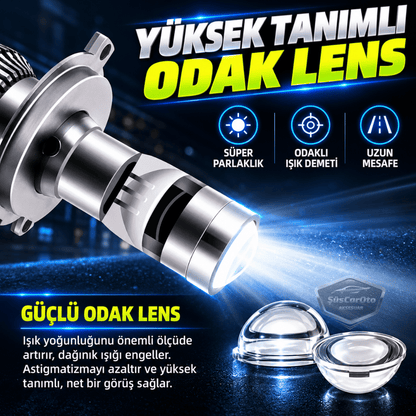 H11 Lazer Mercekli Far Ampulü Ufuk Çizgili Otomobil Araç Motosiklet Uyumlu Profesyonel Mini Projektör LED Beyaz Led Xenon Lamba 8200LM Şimşek Etkili Uzun Kısa 2 Adet 9/32v 70W