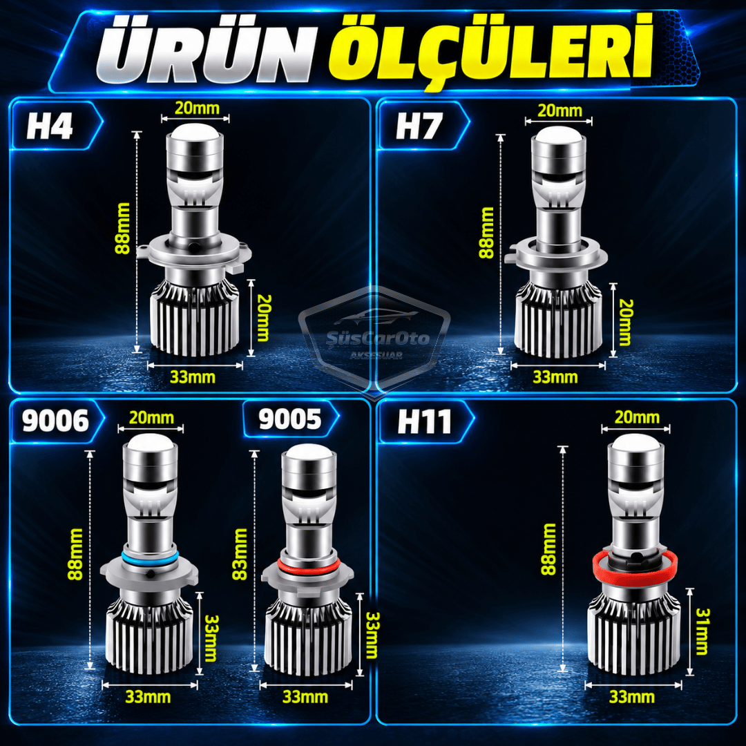 H4 Lazer Mercekli Far Ampulü Ufuk Çizgili Otomobil Araç Motosiklet Uyumlu Profesyonel Mini Projektör LED Beyaz Led Xenon Lamba 8200LM Şimşek Etkili Uzun Kısa 2 Adet 9/32v 70W