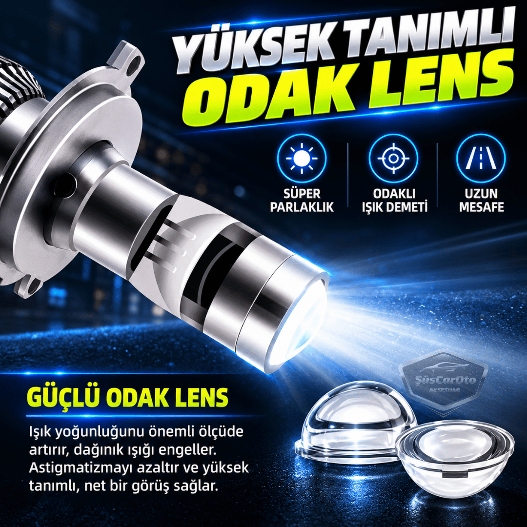H7 Lazer Mercekli Far Ampulü Ufuk Çizgili Otomobil Araç Motosiklet Uyumlu Profesyonel Mini Projektör LED Beyaz Led Xenon Lamba 8200LM Şimşek Etkili Uzun Kısa 2 Adet 9/32v 70W