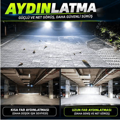 H7 Lazer Mercekli Far Ampulü Ufuk Çizgili Otomobil Araç Motosiklet Uyumlu Profesyonel Mini Projektör LED Beyaz Led Xenon Lamba 8200LM Şimşek Etkili Uzun Kısa 2 Adet 9/32v 70W