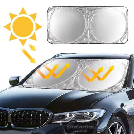 Oto Katlanabilir Premium Ön Güneşlik Ön Arka Cam Gölgelik Metalize Yeni Nesil Güneş Koruyucu Oto Araba Suv Tır 69 cm x 149 cm