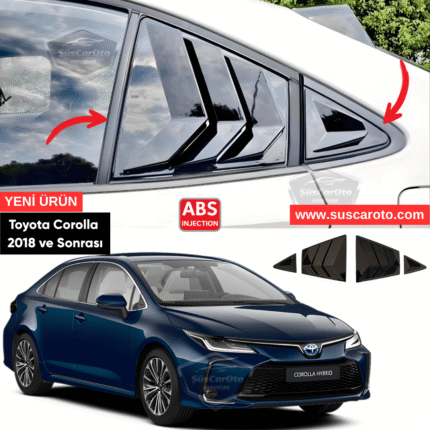 Toyota Corolla 2018 Sonrası E210 Uyumlu Kelebek Cam Izgarası Kelebek Cam Vizörü İthal Havalandırma Sağ Sol Takım Parlak Siyah 1.Sınıf