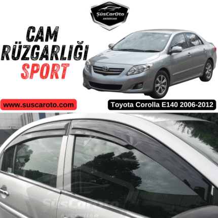 Toyota Corolla E140 2006-2012 Uyumlu Mugen Cam Rüzgarlığı Seti Piano Black 4'lü İthal Parlak Siyah