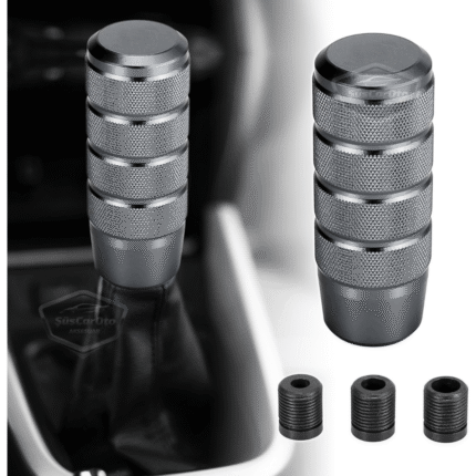Üniversal 9.5 cm JDM Metal Spor Görünümlü Vites Topuzu Aparatlı Alüminyum Alaşım Otomatik-Manuel Yarış Vites Kolu Titanyum Gri