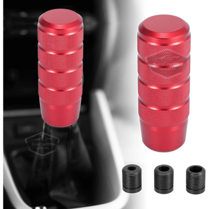 Üniversal 9.5 cm JDM Metal Spor Görünümlü Vites Topuzu Aparatlı Alüminyum Alaşım Otomatik-Manuel Yarış Vites Kolu Kırmızı