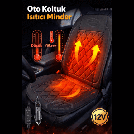 Araç İçi Koltuk Isıtıcısı Oto Isıtmalı Koltuk Minderi Çakmaklık Girişli Isı Ayarlı Tak Çalıştır Siyah 12V 1 Adet
