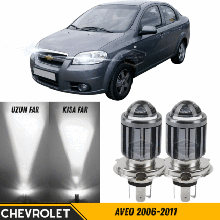 Chevrolet Aveo 2006-2011 Uyumlu Mercekli Far Ampulü Led Xenon Beyaz Renk Far Şimşek Etkili CSP Led Lamba Uzun Kısa 2 Adet Takım