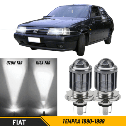Fiat Tempra 1990-1999 Uyumlu Mercekli Far Ampulü Led Xenon Beyaz Renk Far Şimşek Etkili CSP Led Lamba Uzun Kısa 2 Adet Takım