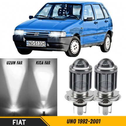 Fiat Uno 1992-2001 Uyumlu Mercekli Far Ampulü Led Xenon Beyaz Renk Far Şimşek Etkili CSP Led Lamba Uzun Kısa 2 Adet Takım