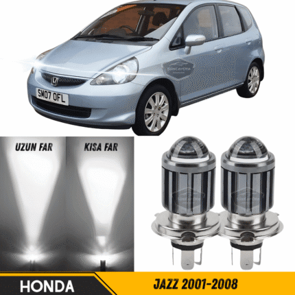 Honda Jazz 2001-2008 Uyumlu Mercekli Far Ampulü Led Xenon Beyaz Renk Far Şimşek Etkili CSP Led Lamba Uzun Kısa 2 Adet Takım