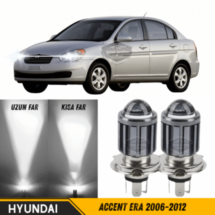 Hyundai Accent Era 2006-2012 Uyumlu Mercekli Far Ampulü Led Xenon Beyaz Renk Far Şimşek Etkili CSP Led Lamba Uzun Kısa 2 Adet Takım