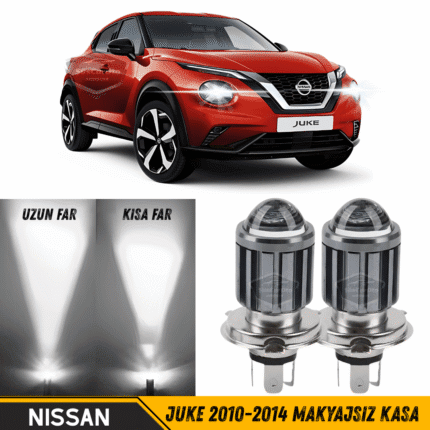 Nissan Juke 2010-2014 Makyajsız Kasa Uyumlu Mercekli Far Ampulü Led Xenon Beyaz Renk Far Şimşek Etkili CSP Led Lamba Uzun Kısa 2 Adet Takım