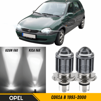 Opel Corsa B 1993-2000 Uyumlu Mercekli Far Ampulü Led Xenon Beyaz Renk Far Şimşek Etkili CSP Led Lamba Uzun Kısa 2 Adet Takım